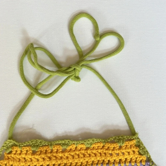 Zara Women's NWOT Multi Colour Crochet  Open Back Halter Top - Picture 4 of 8